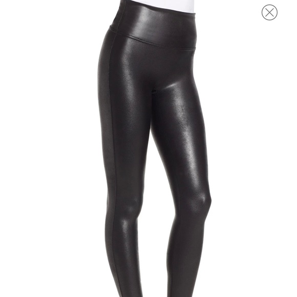 SPANX FAUX LEATHER LEGGINGS - Picture 1 of 7